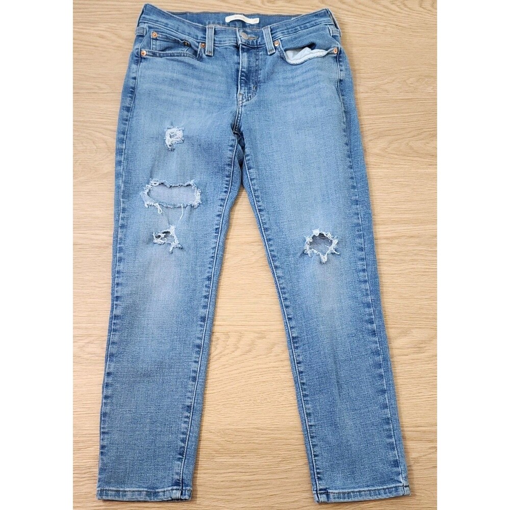 Levis Jeans Womens Blue Regular Fit High Rise Boyfriend Denim Pants 28x27